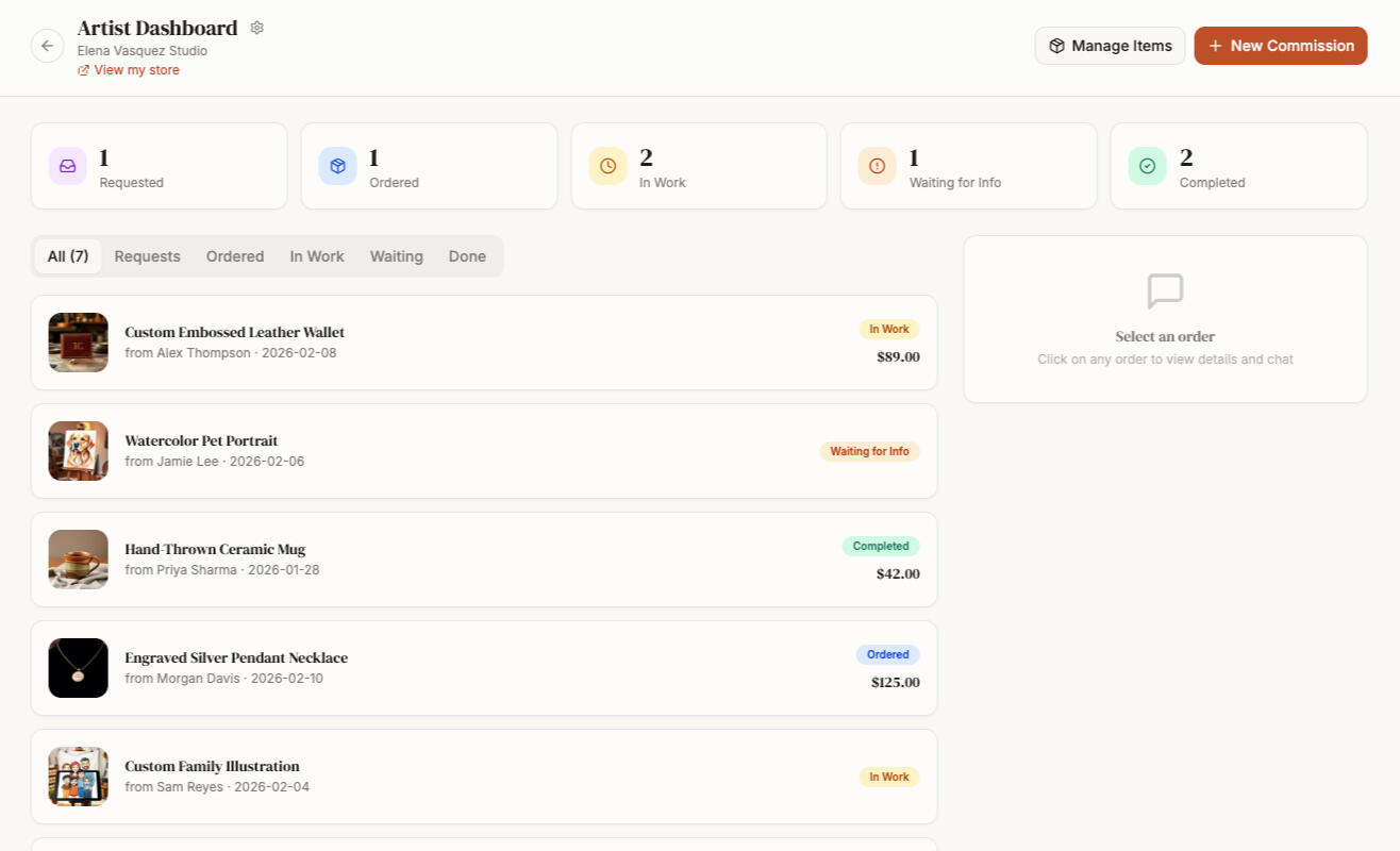Creator dashboard mockup example